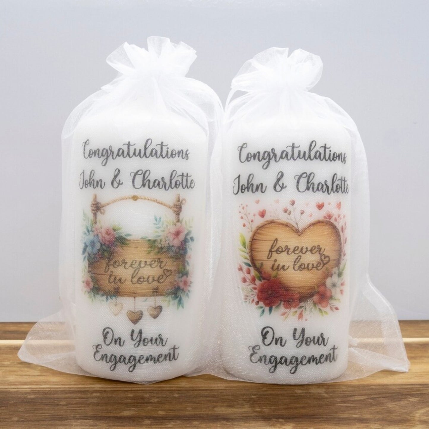 PERSONALISED 12CM VINTAGE ENGAGEMENT CANDLE P005