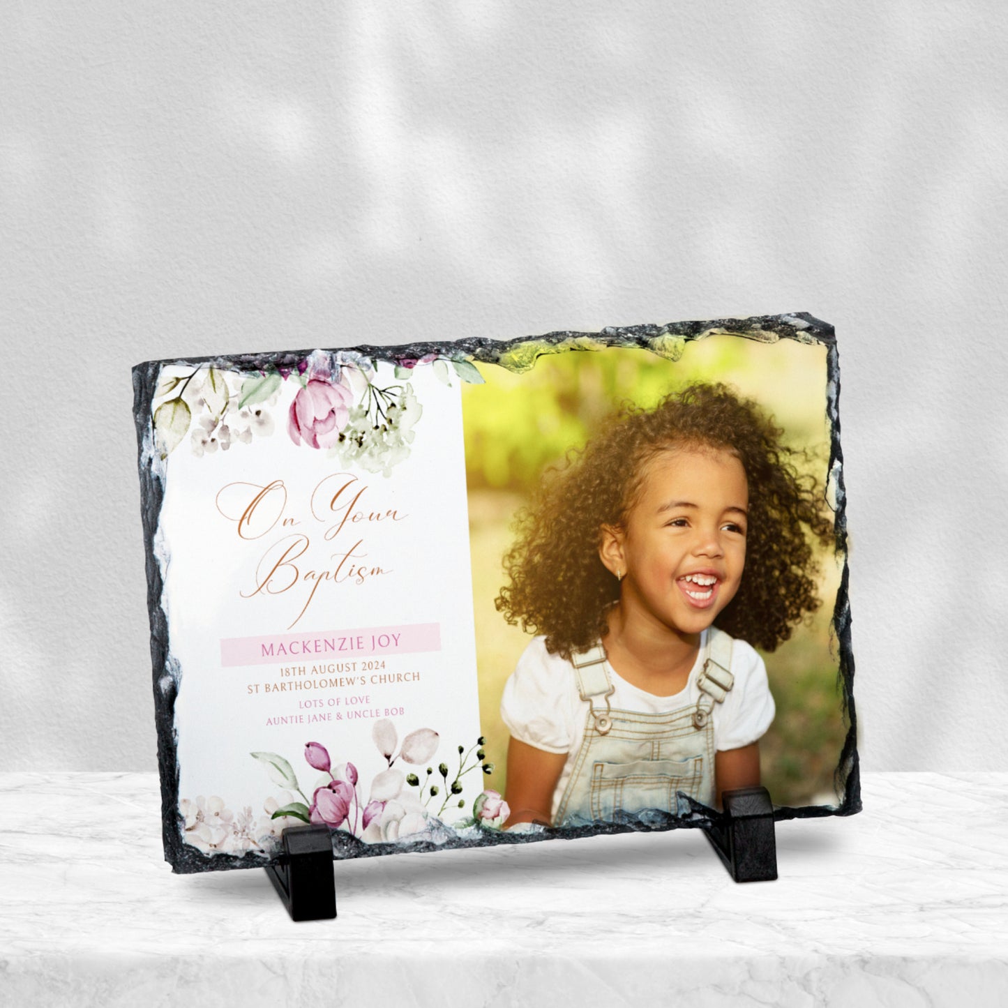 PERSONALISED BAPTISM PHOTO SLATE 19CM X 14CM SL033