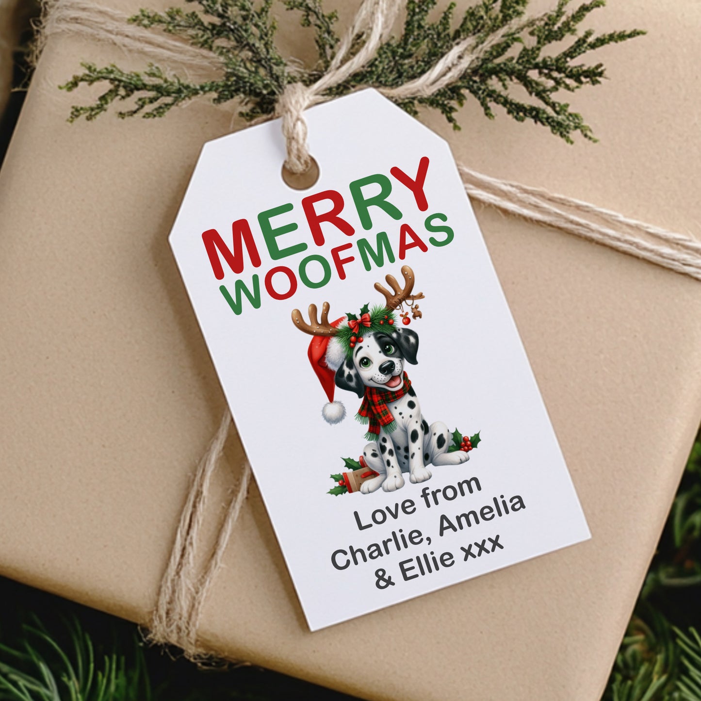 PERSONALISED PK10 DOG BREED WOOFMAS TAGS