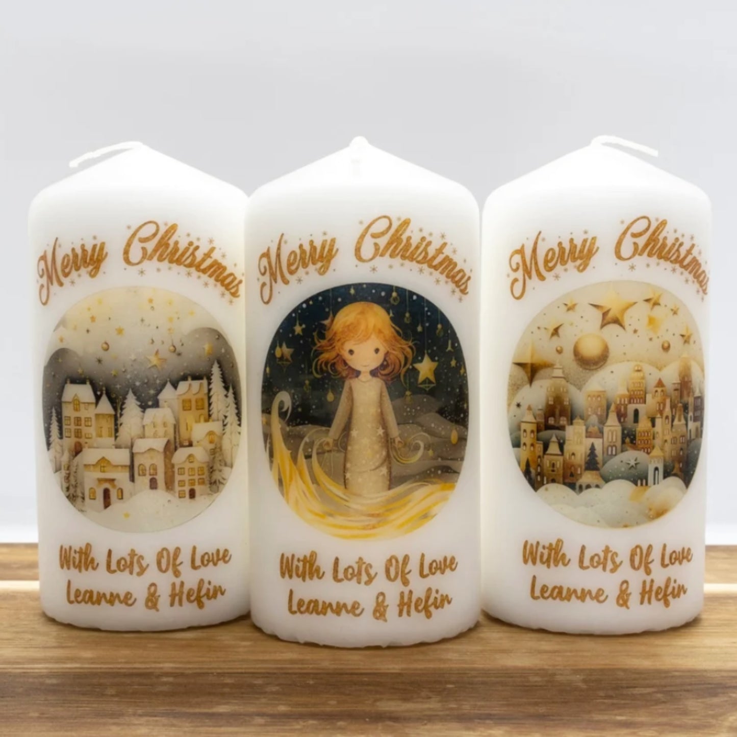 PERSONALISED GOLD TRADITIONAL CHRISTMAS CANDLE P029