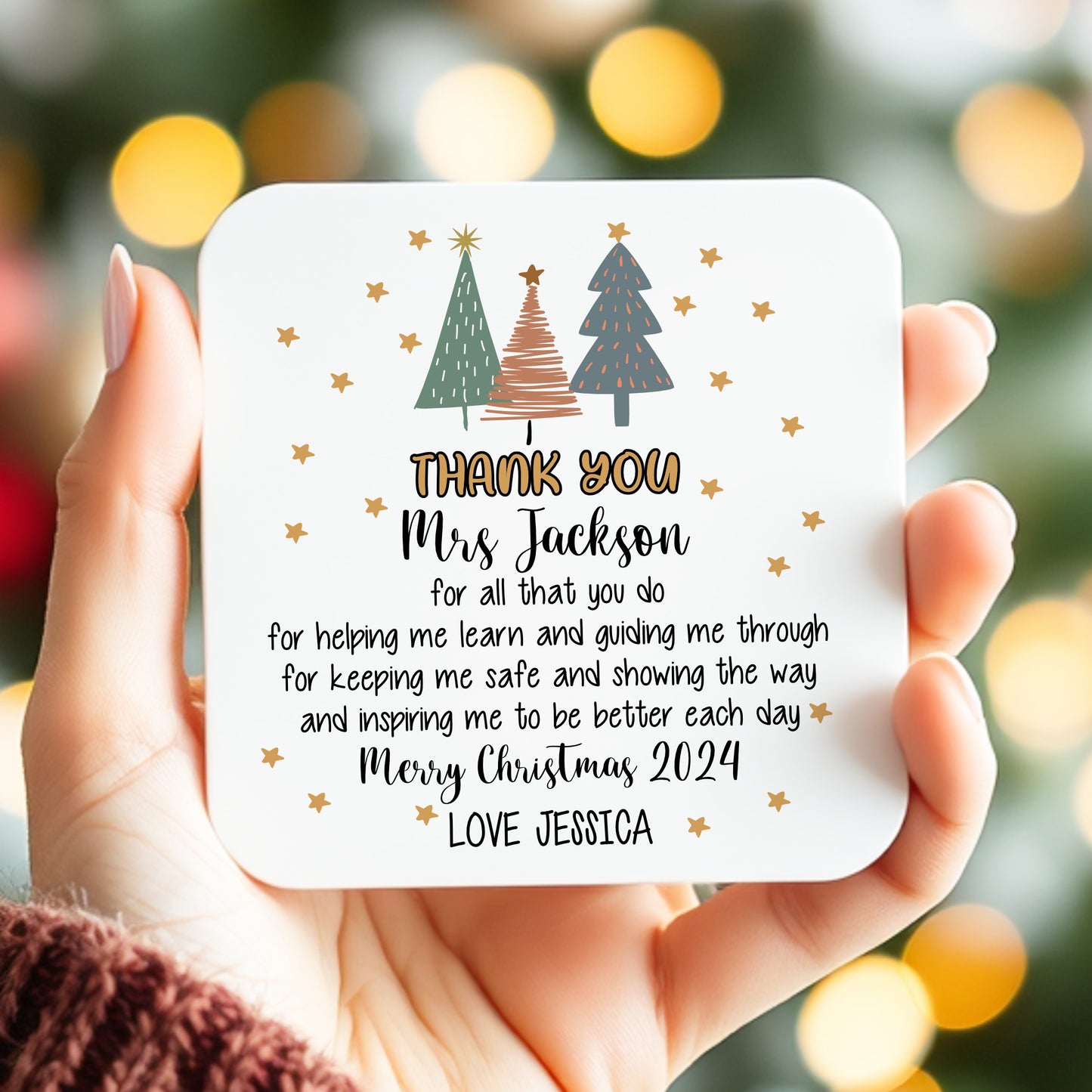 PERSONALISED TEACHER CHRISTMAS COASTER MG132