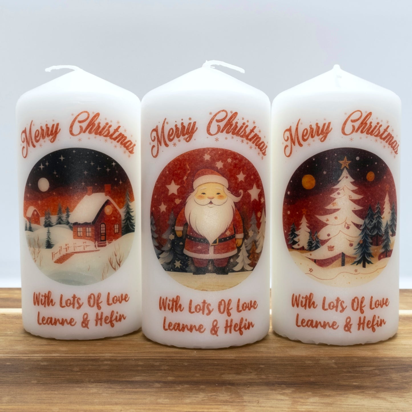 PERSONALISED RED TRADITIONAL CHRISTMAS CANDLE