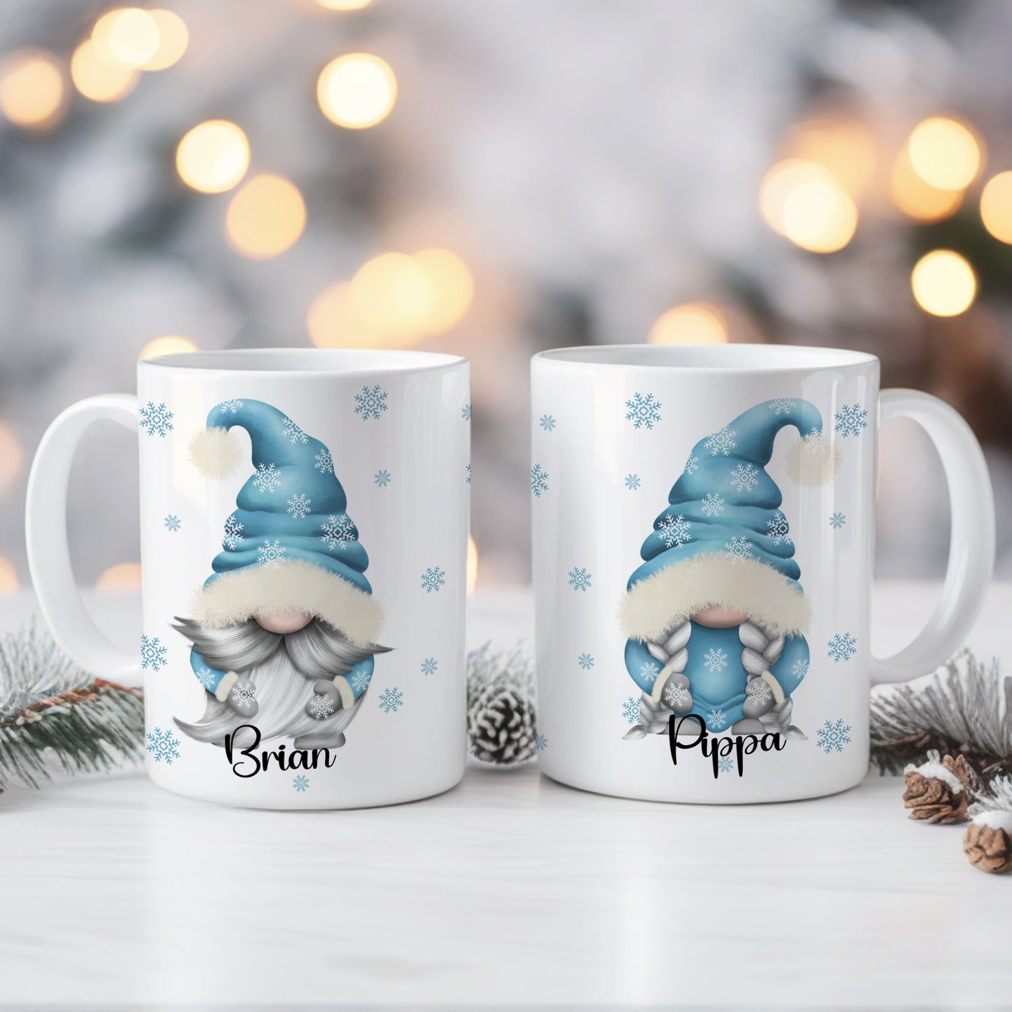 PERSONALISED BLUE GONK / GNOME CHRISTMAS MUG MG058