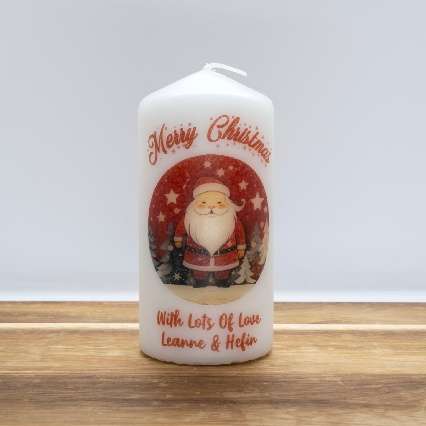 PERSONALISED RED TRADITIONAL CHRISTMAS CANDLE