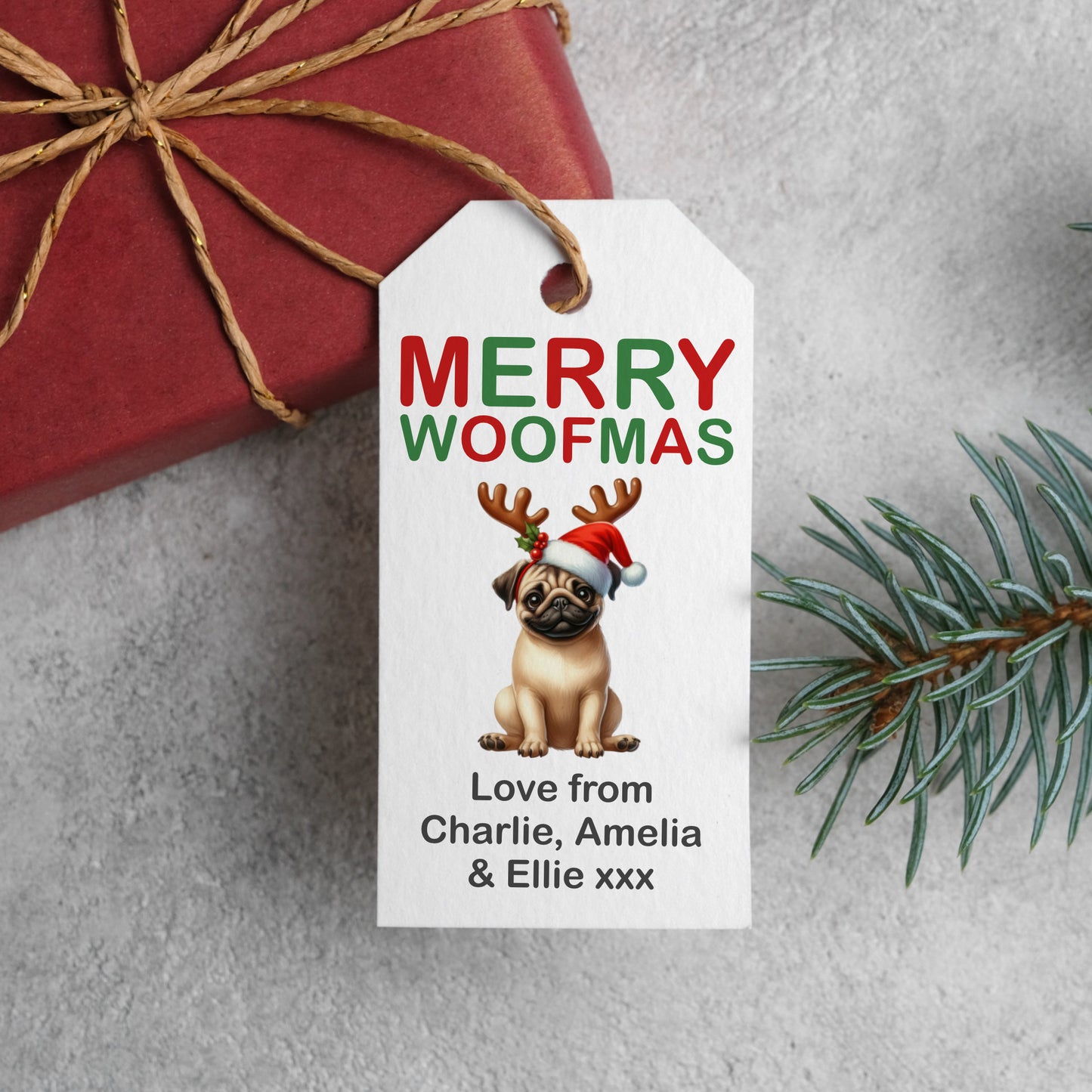 PERSONALISED PK10 DOG BREED WOOFMAS TAGS