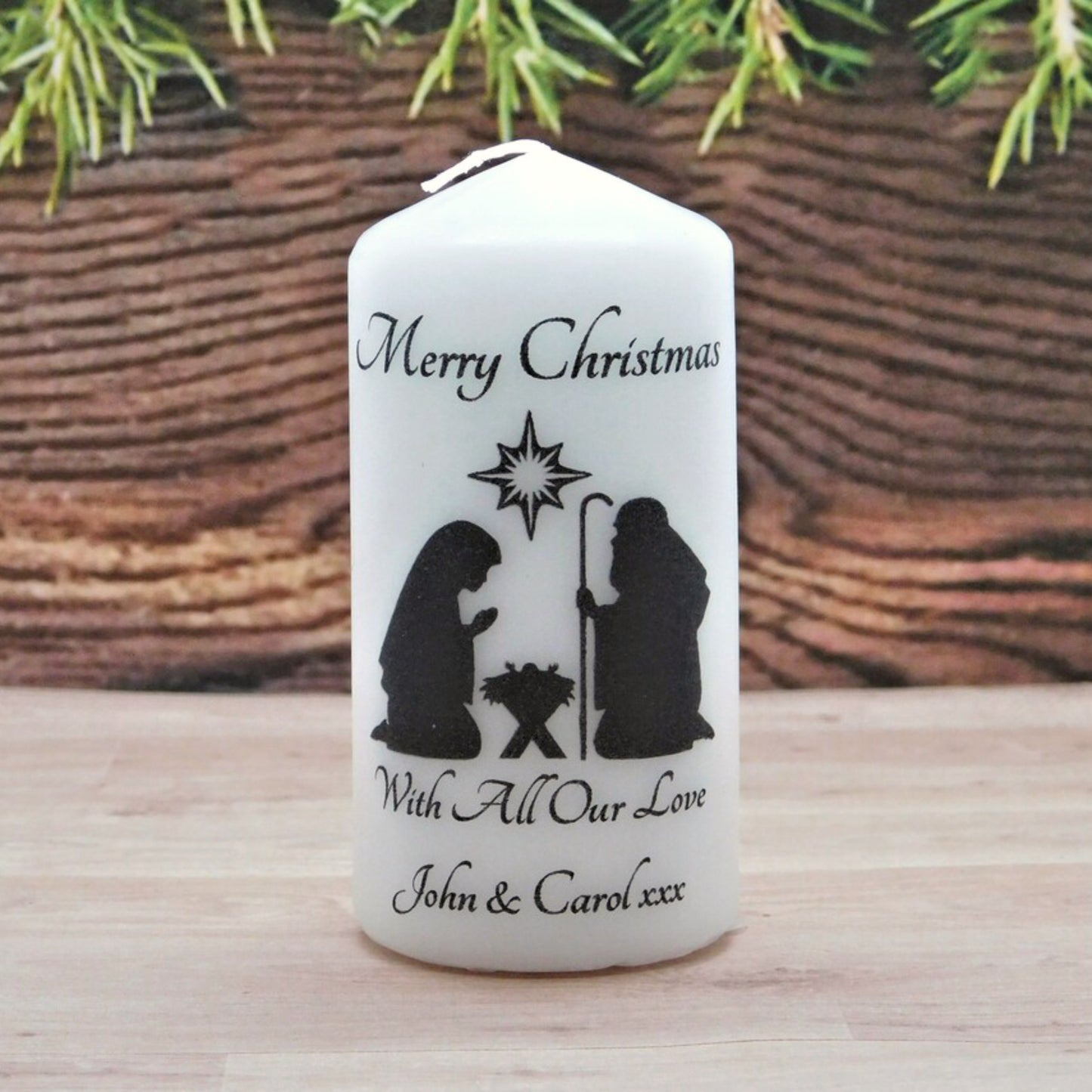PERSONALISED NATIVITY CHRISTMAS CANDLE P020