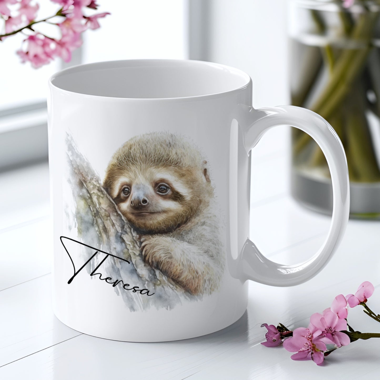 PERSONALISED WATERCOLOUR SLOTH MUG MG081