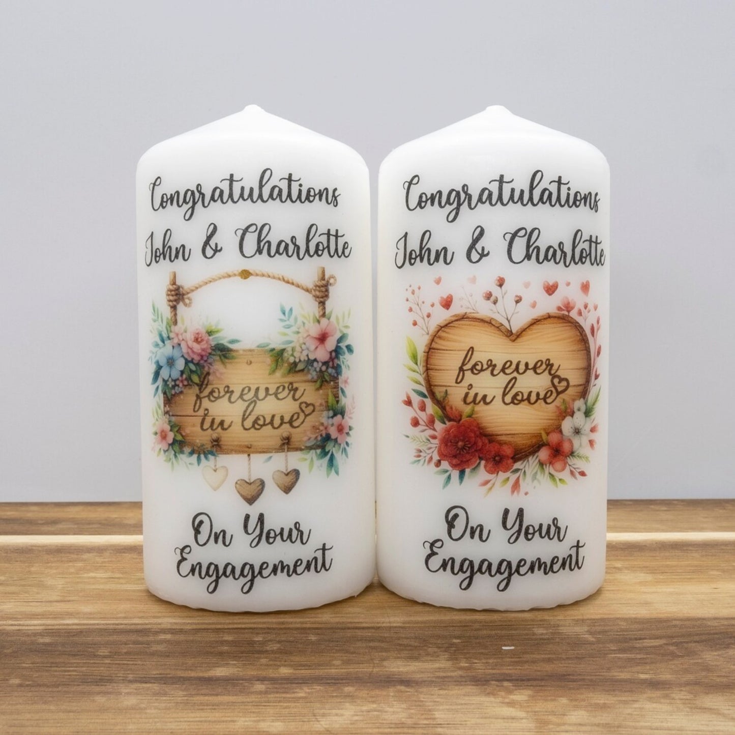PERSONALISED 12CM VINTAGE ENGAGEMENT CANDLE P005
