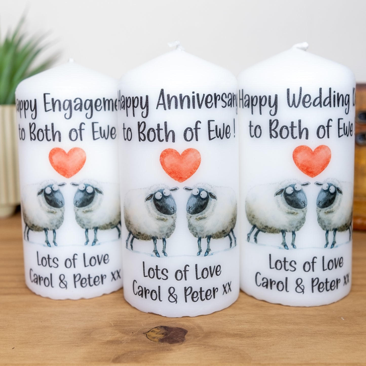 PERSONALISED "BOTH OF EWE" PILLAR CANDLE GIFT P042