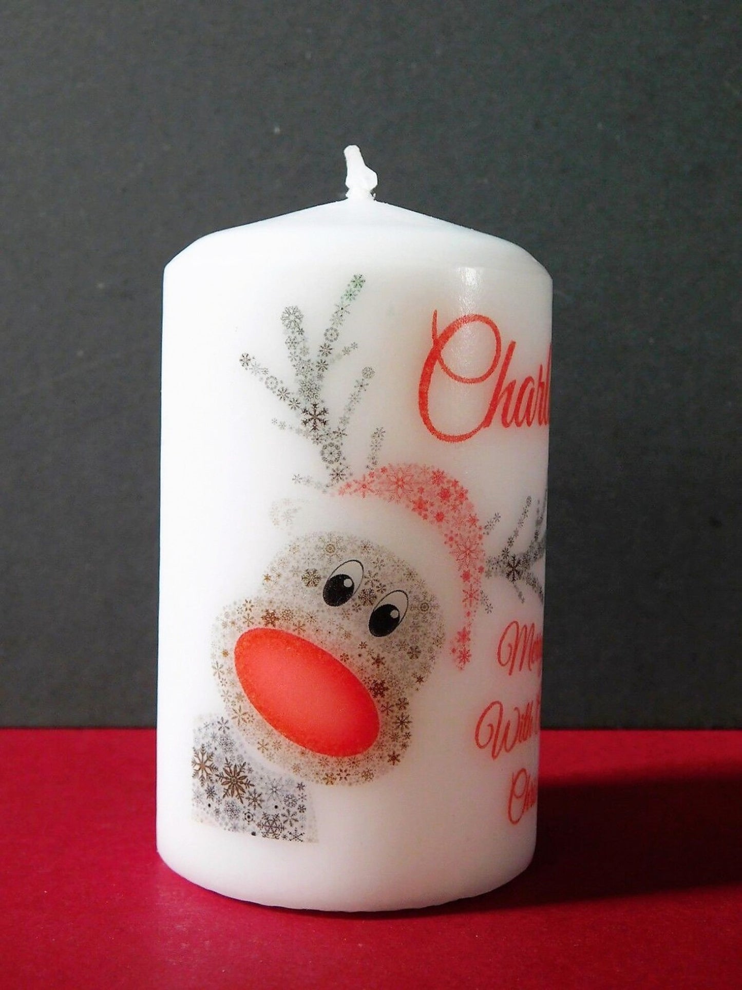 PERSONALISED RUDOLPH CHRISTMAS CANDLE