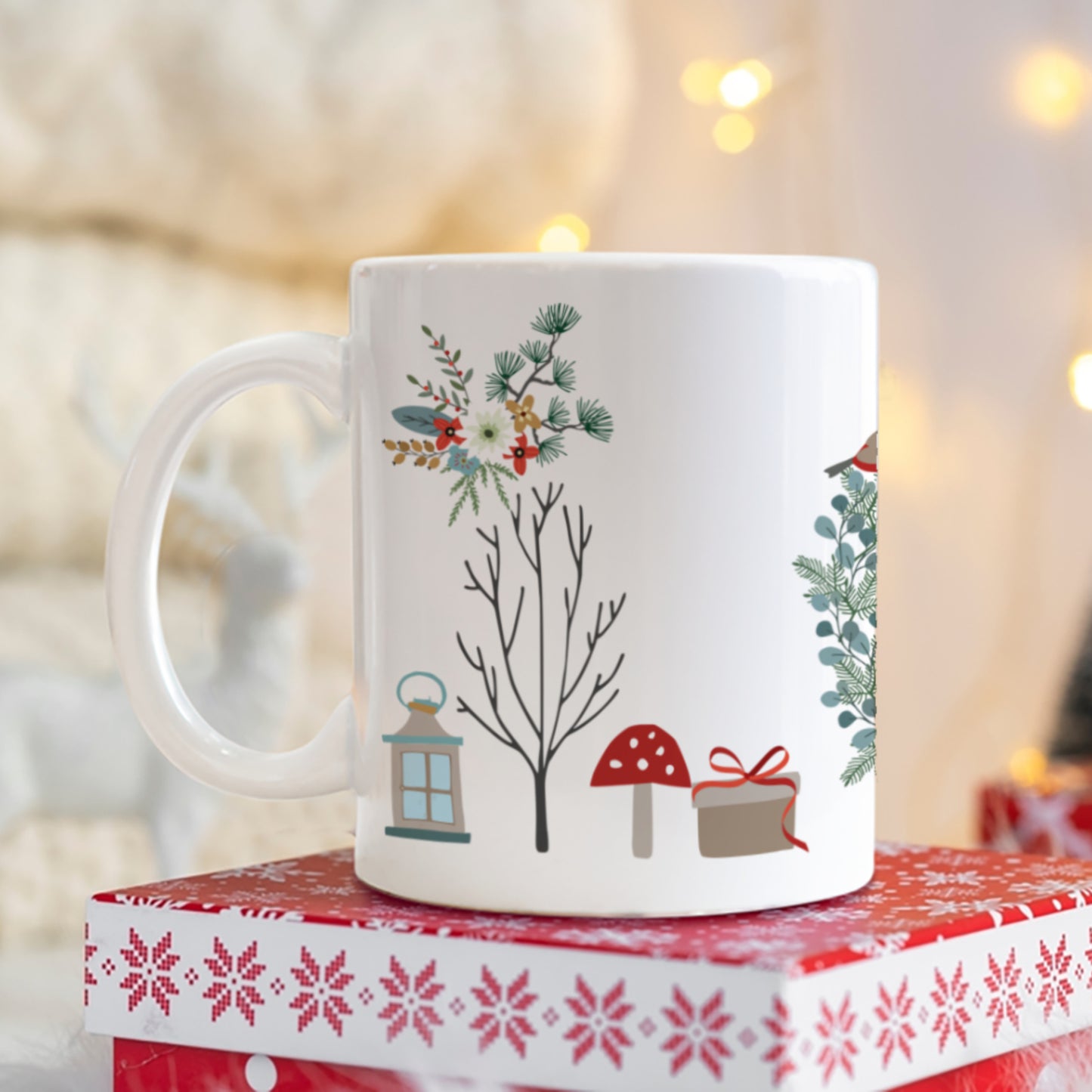 PERSONALISED REINDEER CHRISTMAS MUG MG129
