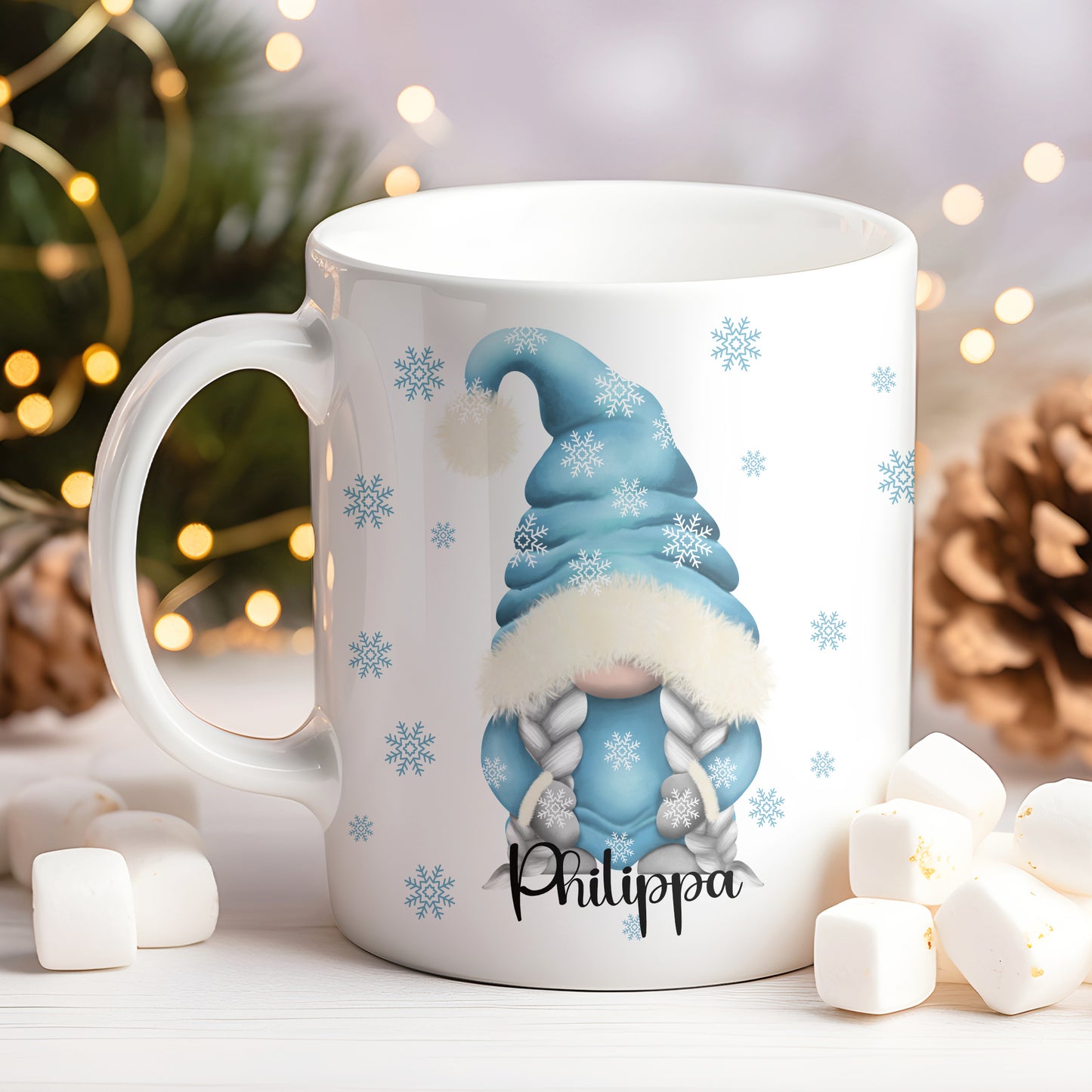 PERSONALISED BLUE GONK / GNOME CHRISTMAS MUG MG058