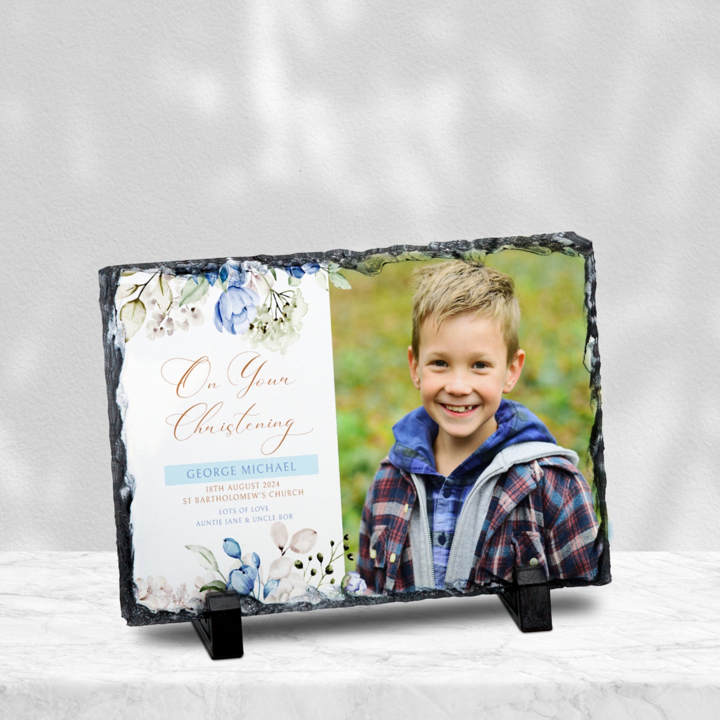 PERSONALISED BAPTISM PHOTO SLATE 19CM X 14CM SL033