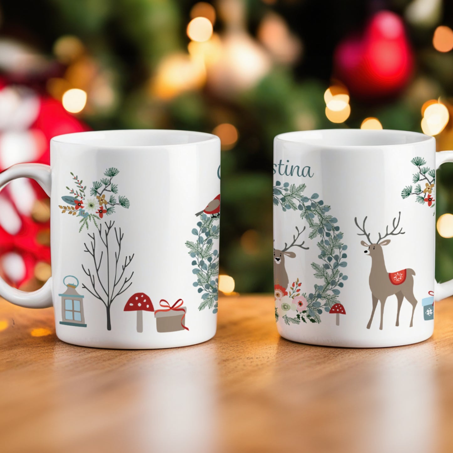 PERSONALISED REINDEER CHRISTMAS MUG MG129