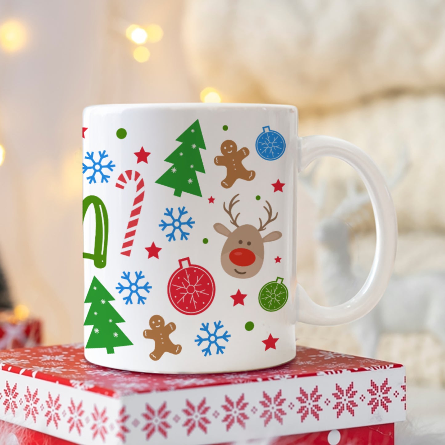 "FA LA LA" COLOURFUL CHRISTMAS MUG