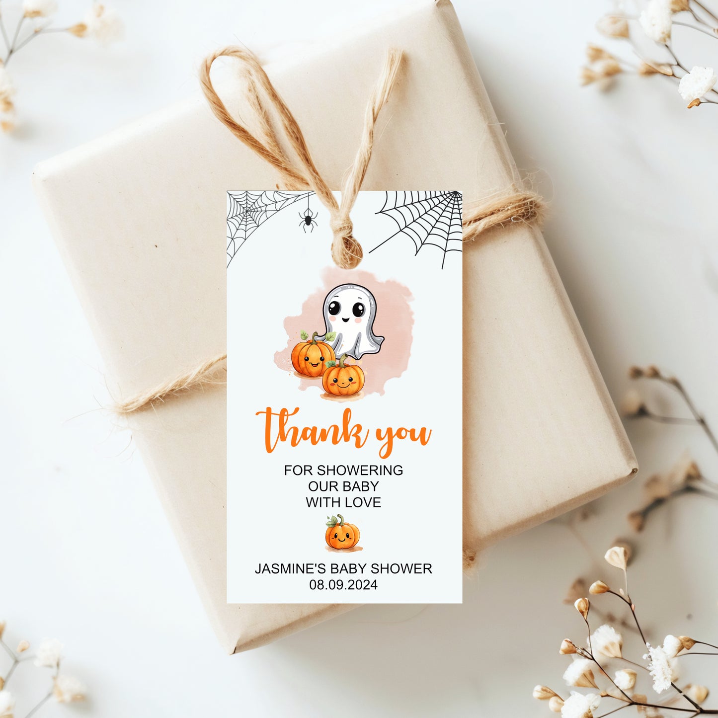PERSONALISED PK10 HALLOWEEN BABY SHOWER TAGS T055