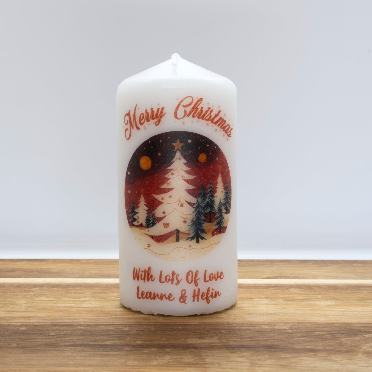 PERSONALISED RED TRADITIONAL CHRISTMAS CANDLE