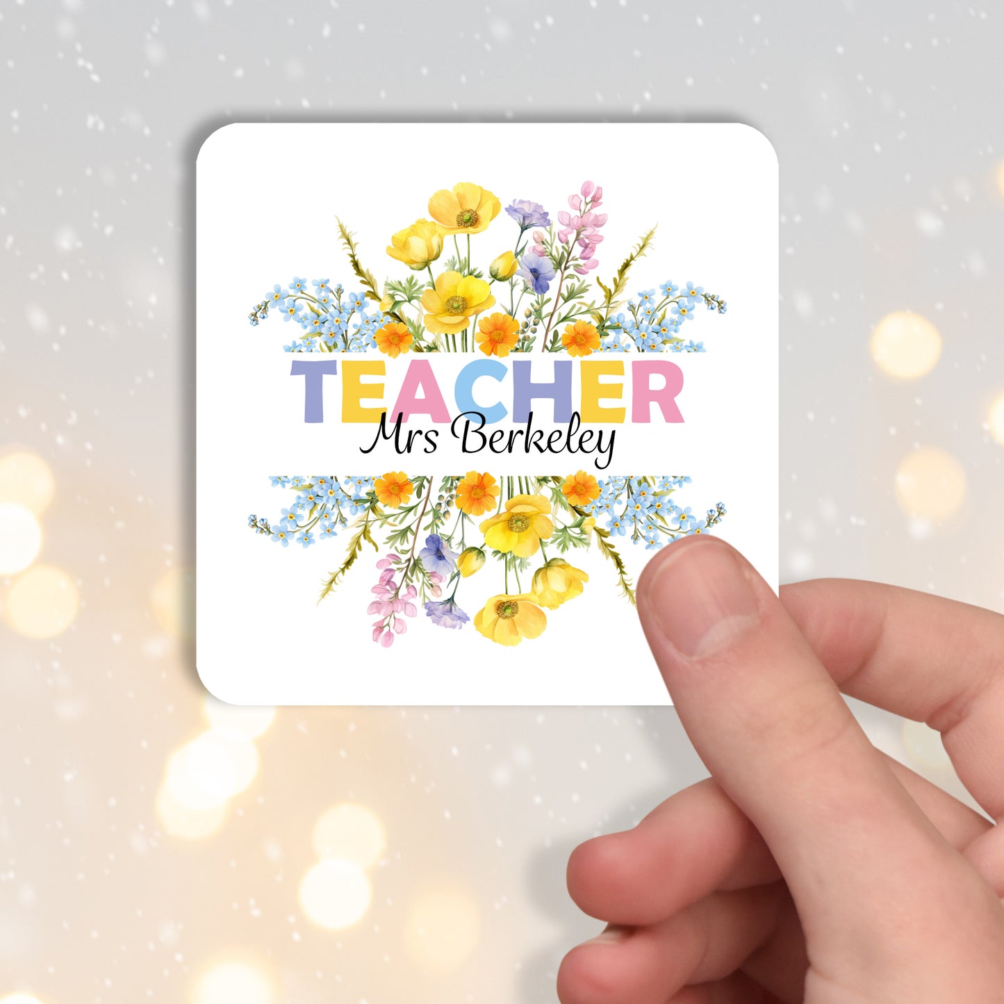 PERSONALISED FLORAL TEACHER MUG MUG AND COASTER MG057