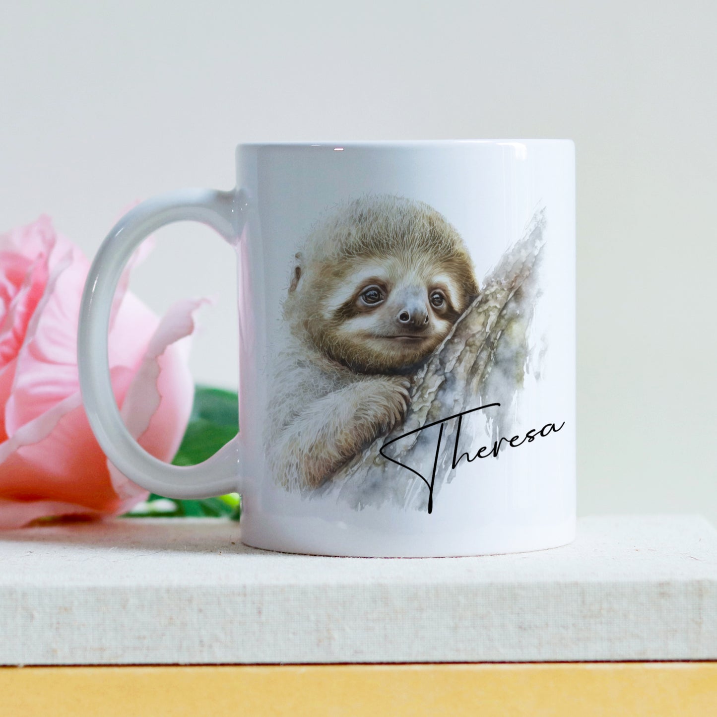 PERSONALISED WATERCOLOUR SLOTH MUG MG081