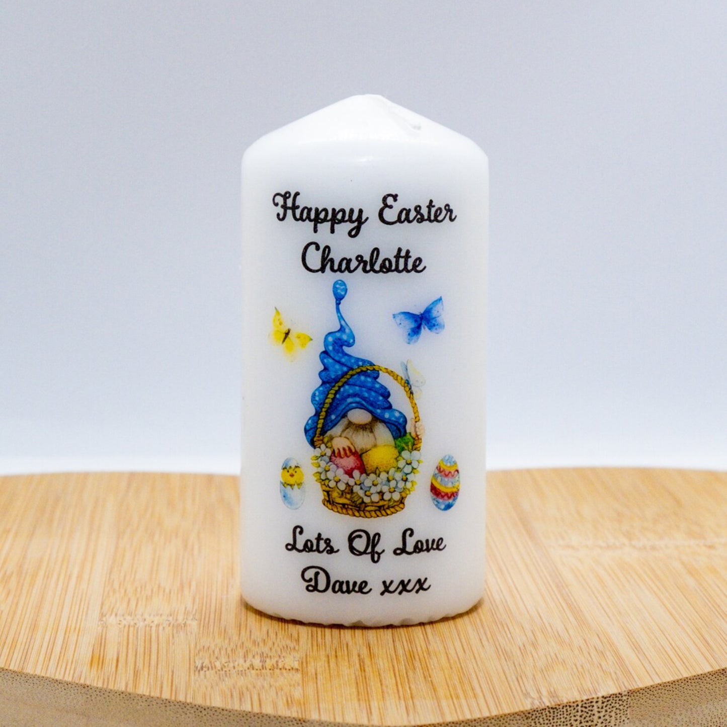 PERSONALISED GONK / GNOME EASTER CANDLE P049