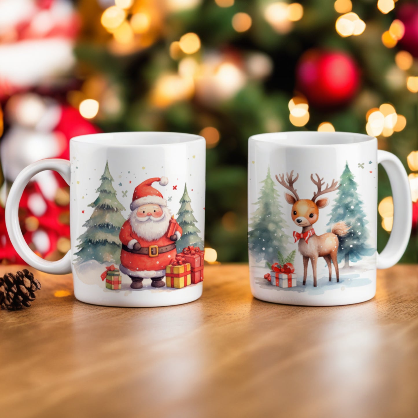PERSONALISED SANTA & REINDEER CHRISTMAS MUG