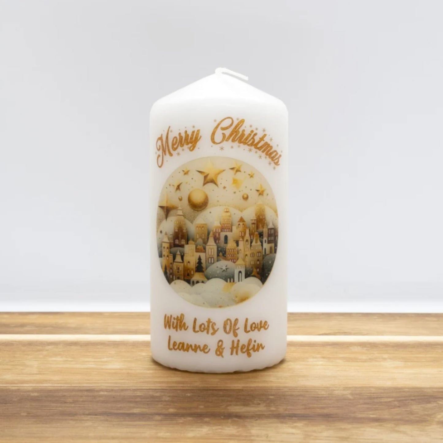 PERSONALISED GOLD TRADITIONAL CHRISTMAS CANDLE P029