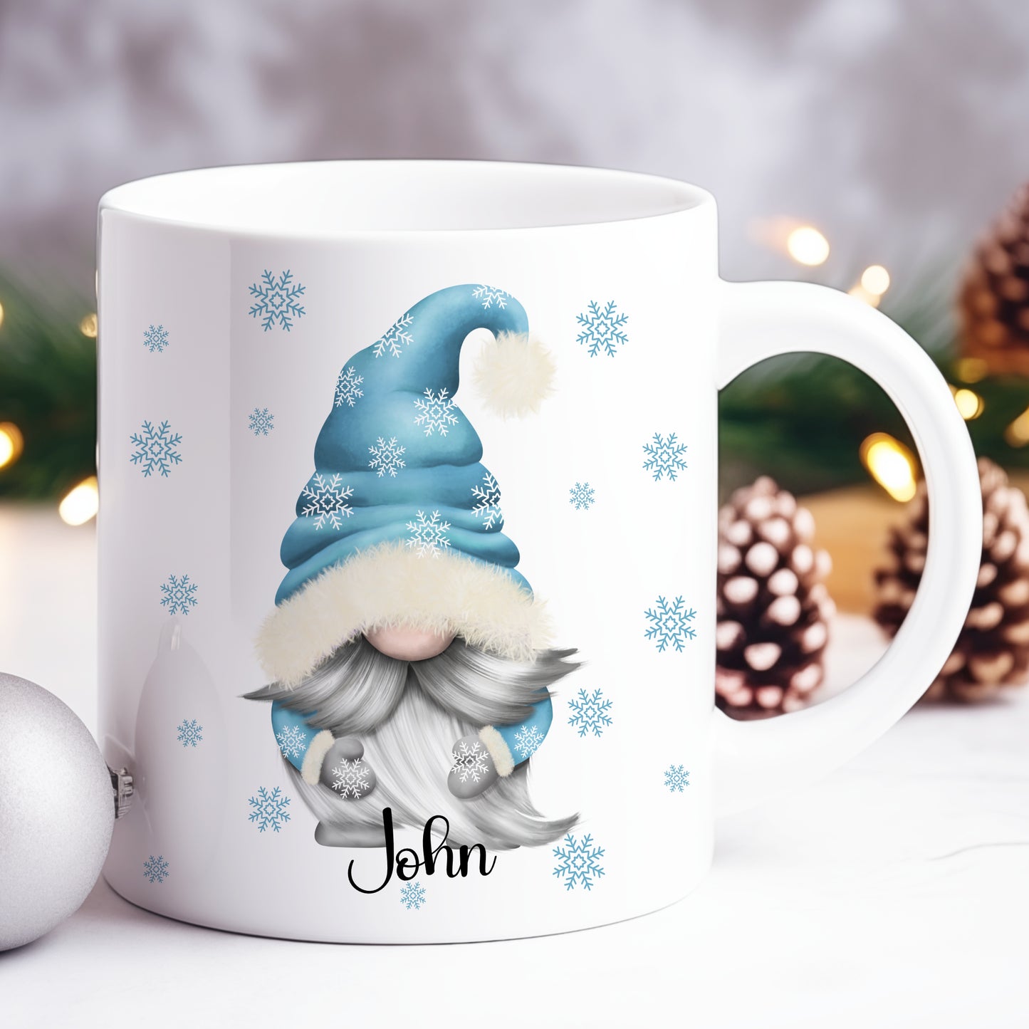 PERSONALISED BLUE GONK / GNOME CHRISTMAS MUG MG058