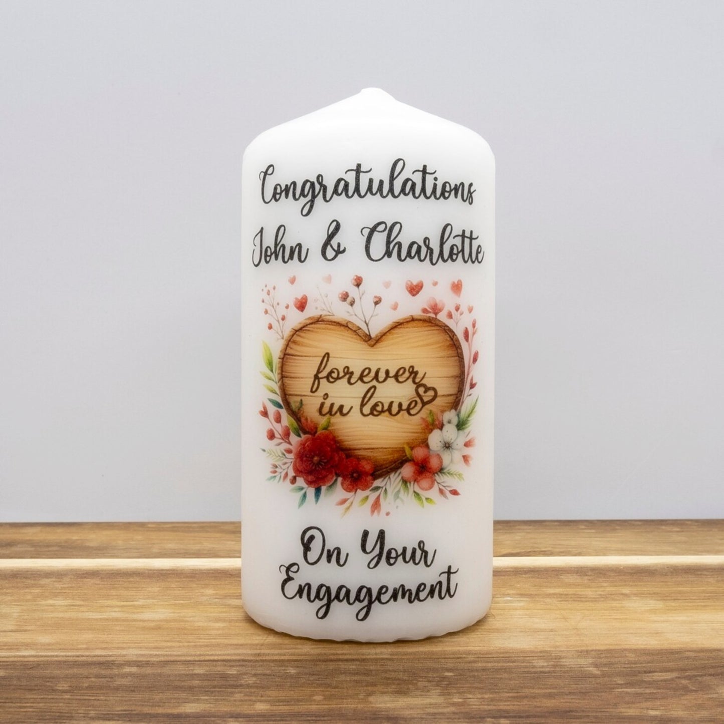 PERSONALISED 12CM VINTAGE ENGAGEMENT CANDLE P005