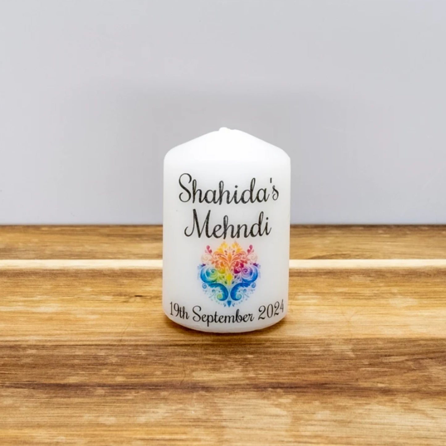 PERSONALISED PK10 MEHNDI CANDLE FAVOURS M023