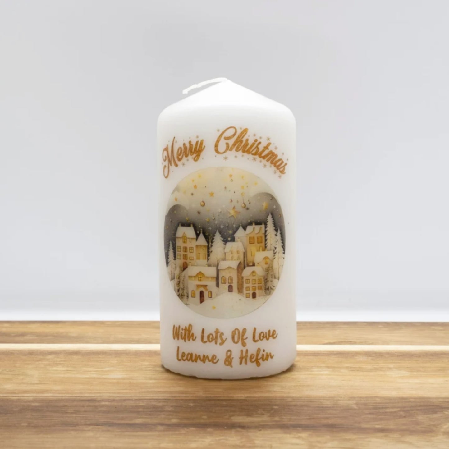 PERSONALISED GOLD TRADITIONAL CHRISTMAS CANDLE P029