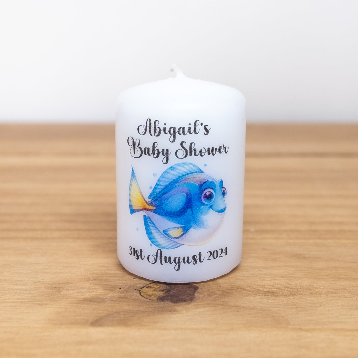 PERSONALISED 6CM "UNDER THE SEA" BABY SHOWER CANDLE FAVOURS PK10 M024