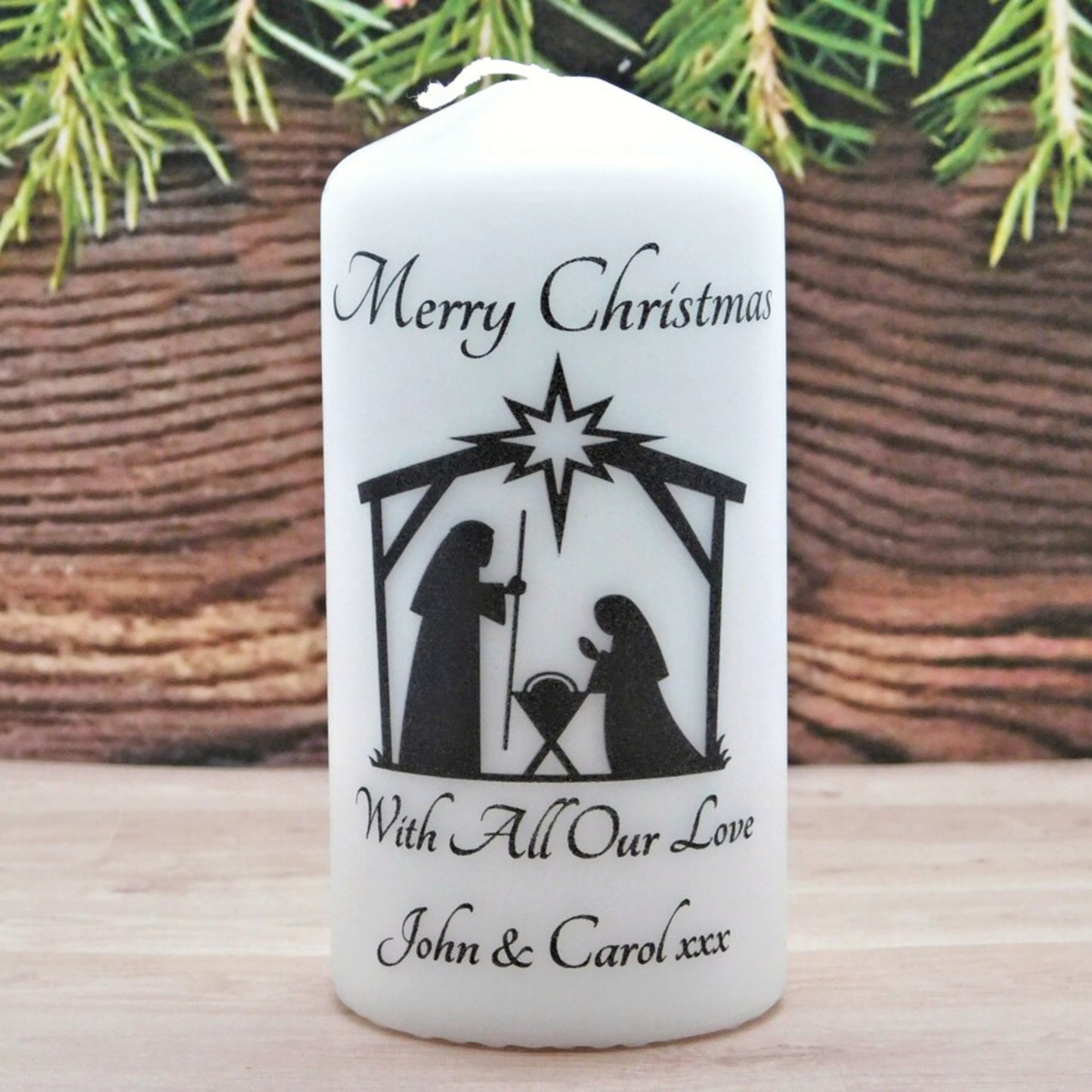PERSONALISED NATIVITY CHRISTMAS CANDLE P020