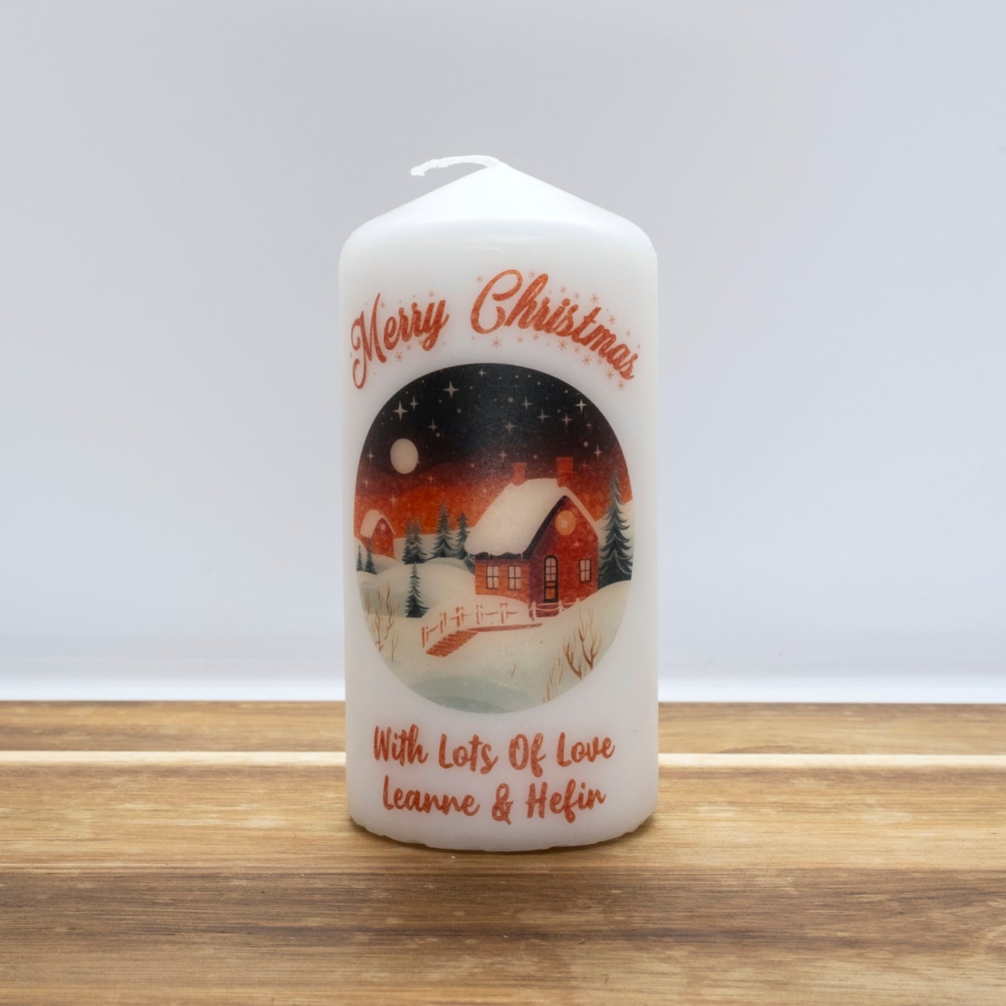 PERSONALISED RED TRADITIONAL CHRISTMAS CANDLE