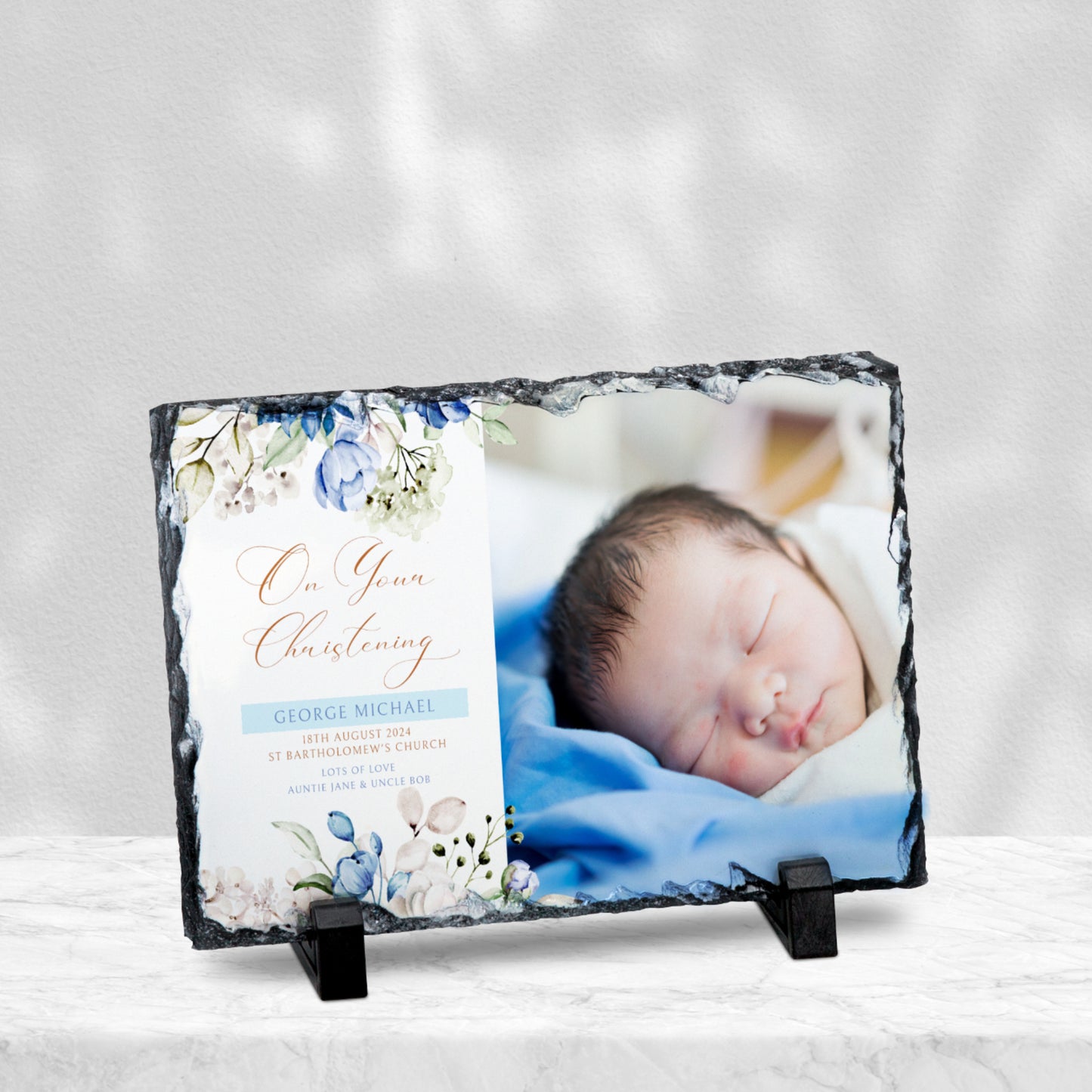 PERSONALISED BAPTISM PHOTO SLATE 19CM X 14CM SL033