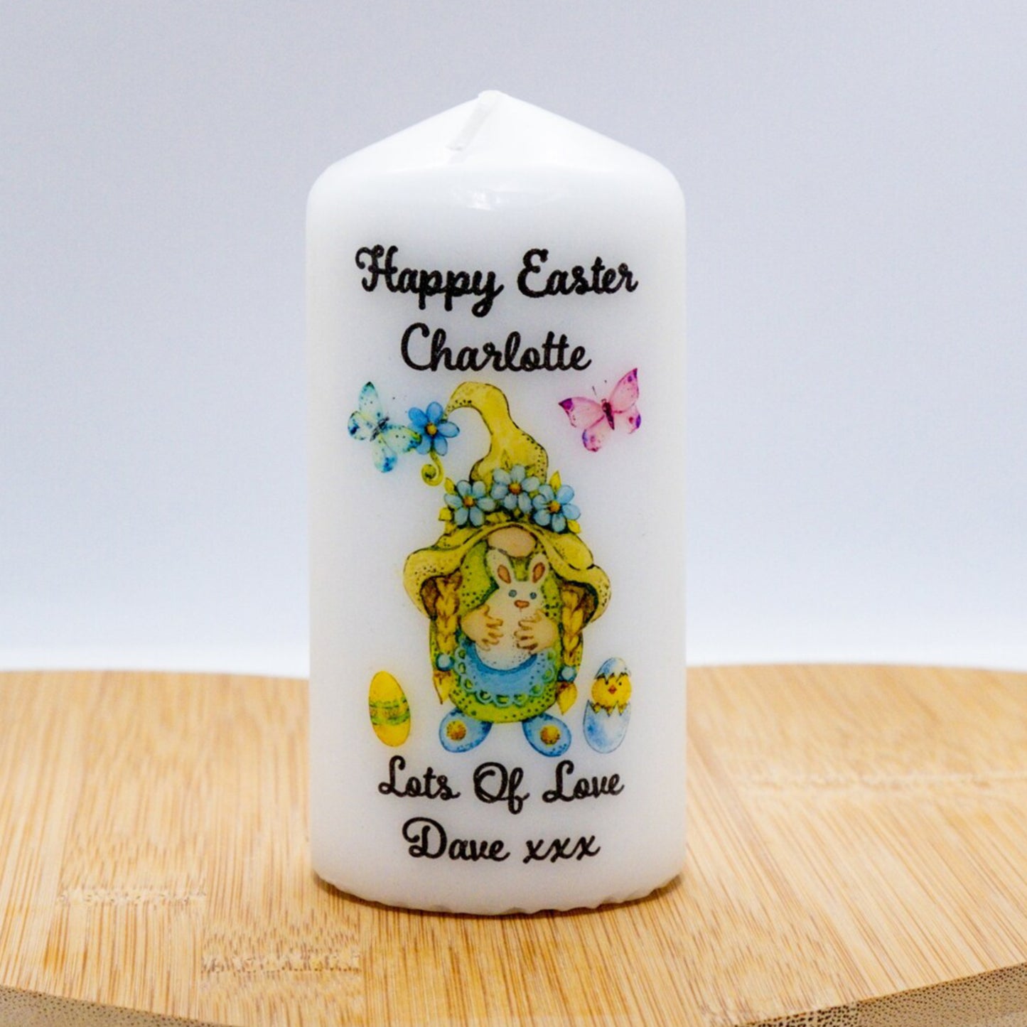 PERSONALISED GONK / GNOME EASTER CANDLE P049