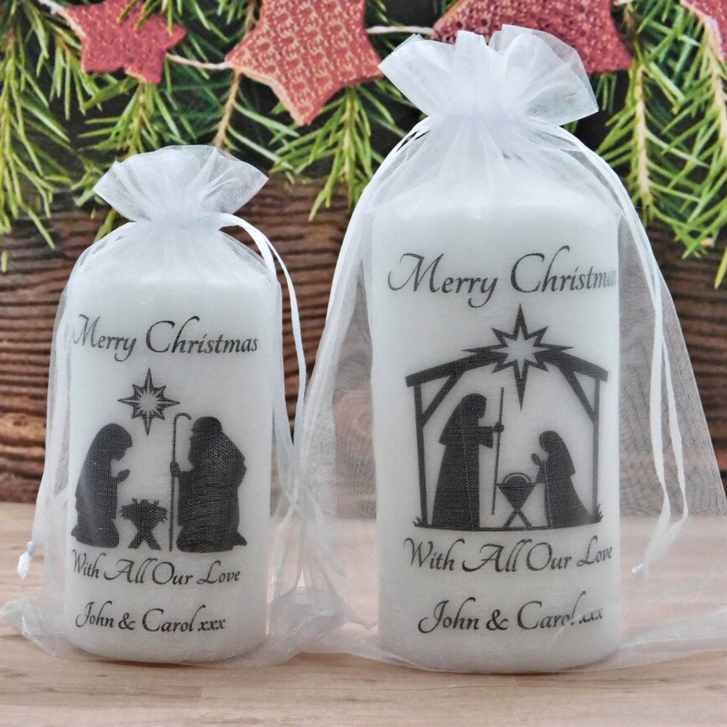 PERSONALISED NATIVITY CHRISTMAS CANDLE P020