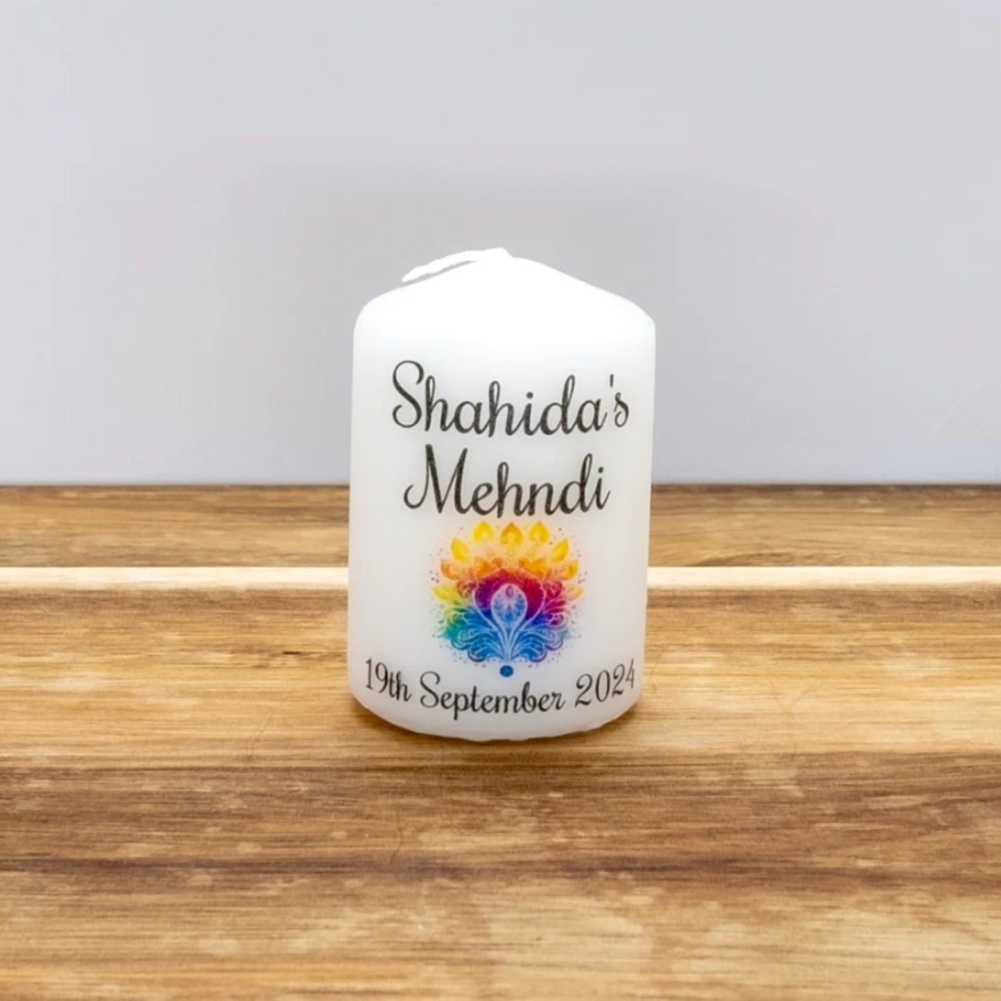 PERSONALISED PK10 MEHNDI CANDLE FAVOURS M023