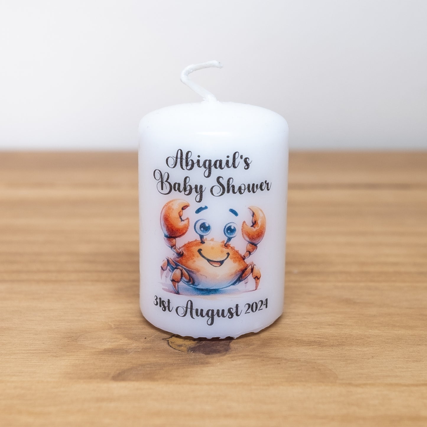 PERSONALISED 6CM "UNDER THE SEA" BABY SHOWER CANDLE FAVOURS PK10 M024