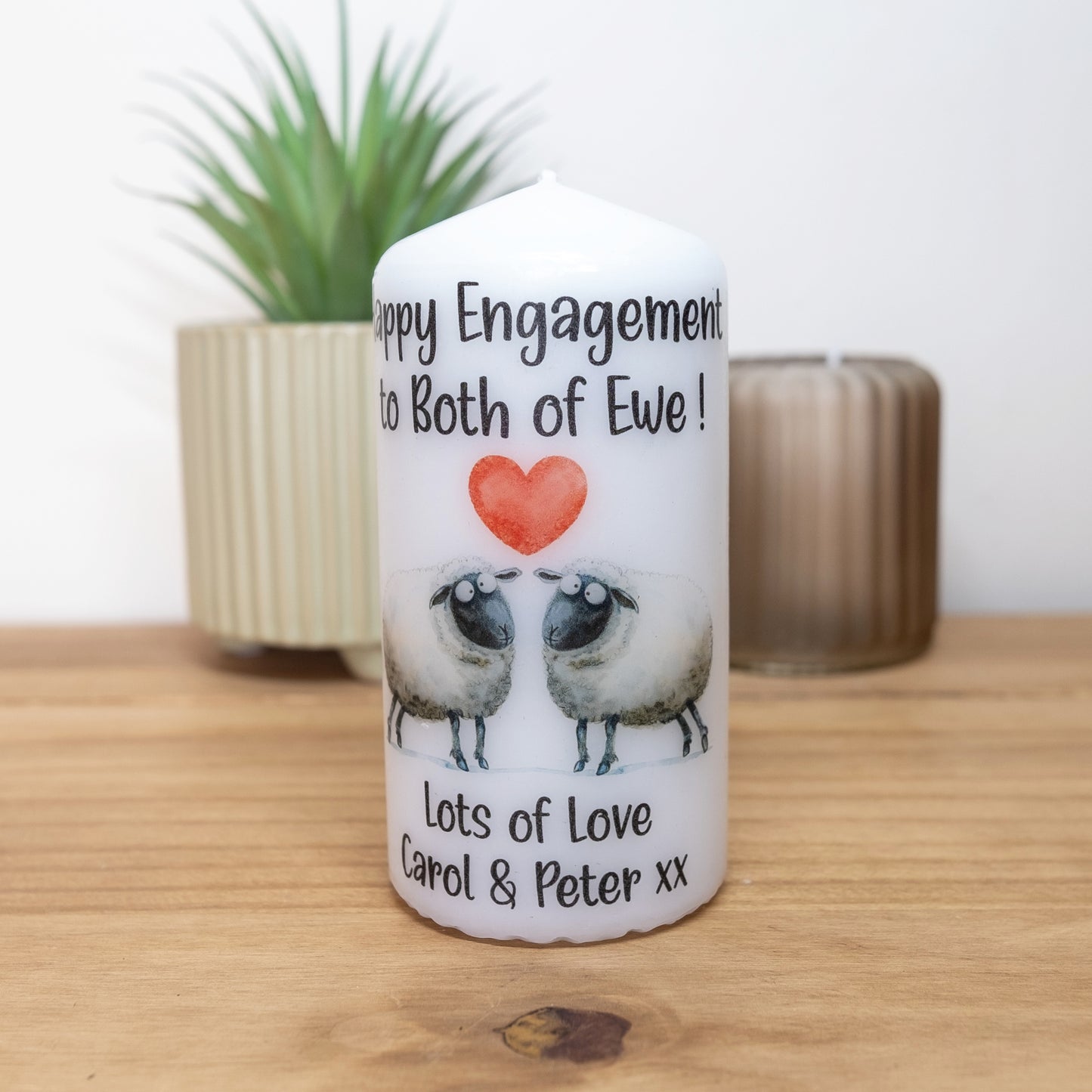 PERSONALISED "BOTH OF EWE" PILLAR CANDLE GIFT P042