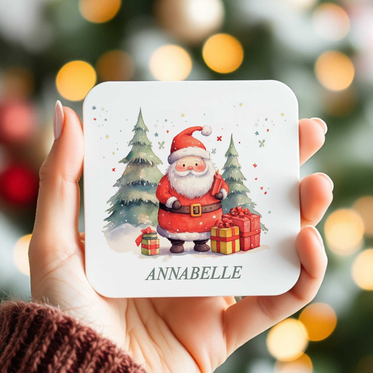 PERSONALISED SANTA CHRISTMAS COASTER MG065