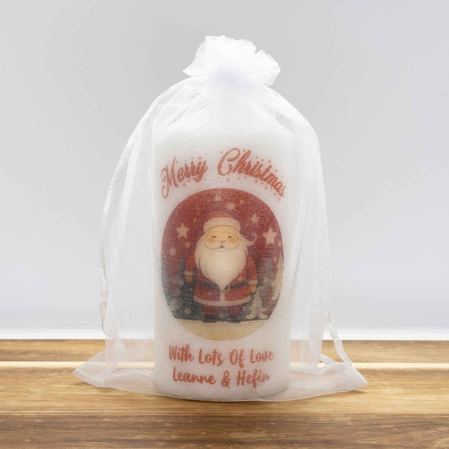 PERSONALISED RED TRADITIONAL CHRISTMAS CANDLE