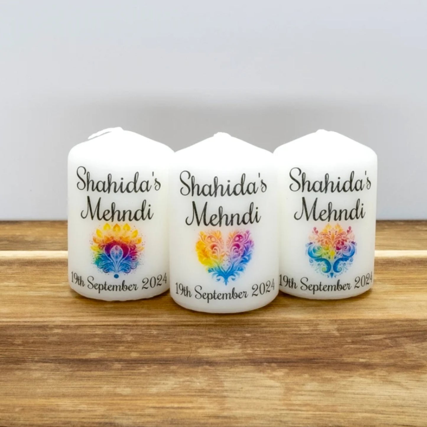 PERSONALISED PK10 MEHNDI CANDLE FAVOURS M023