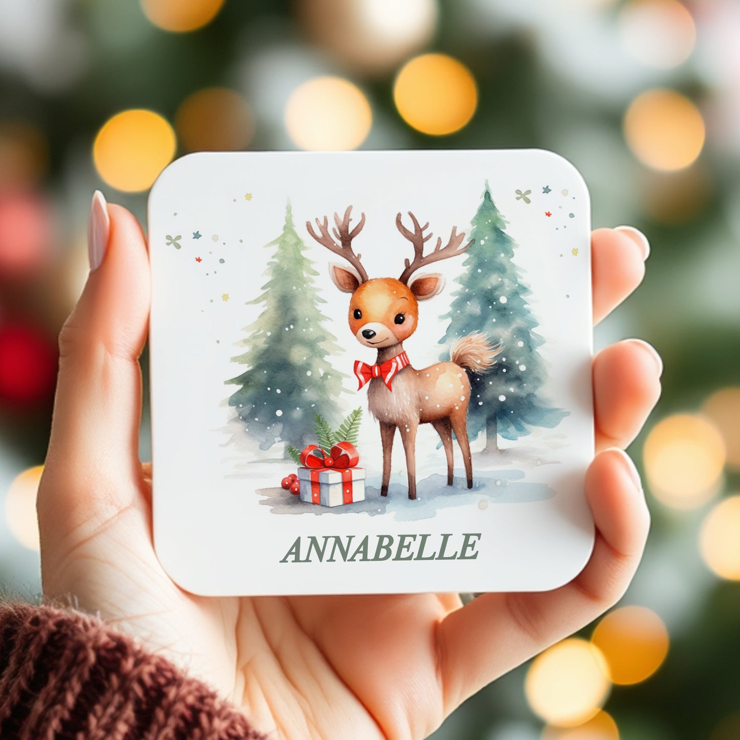 PERSONALISED CHRISTMAS REINDEER COASTER