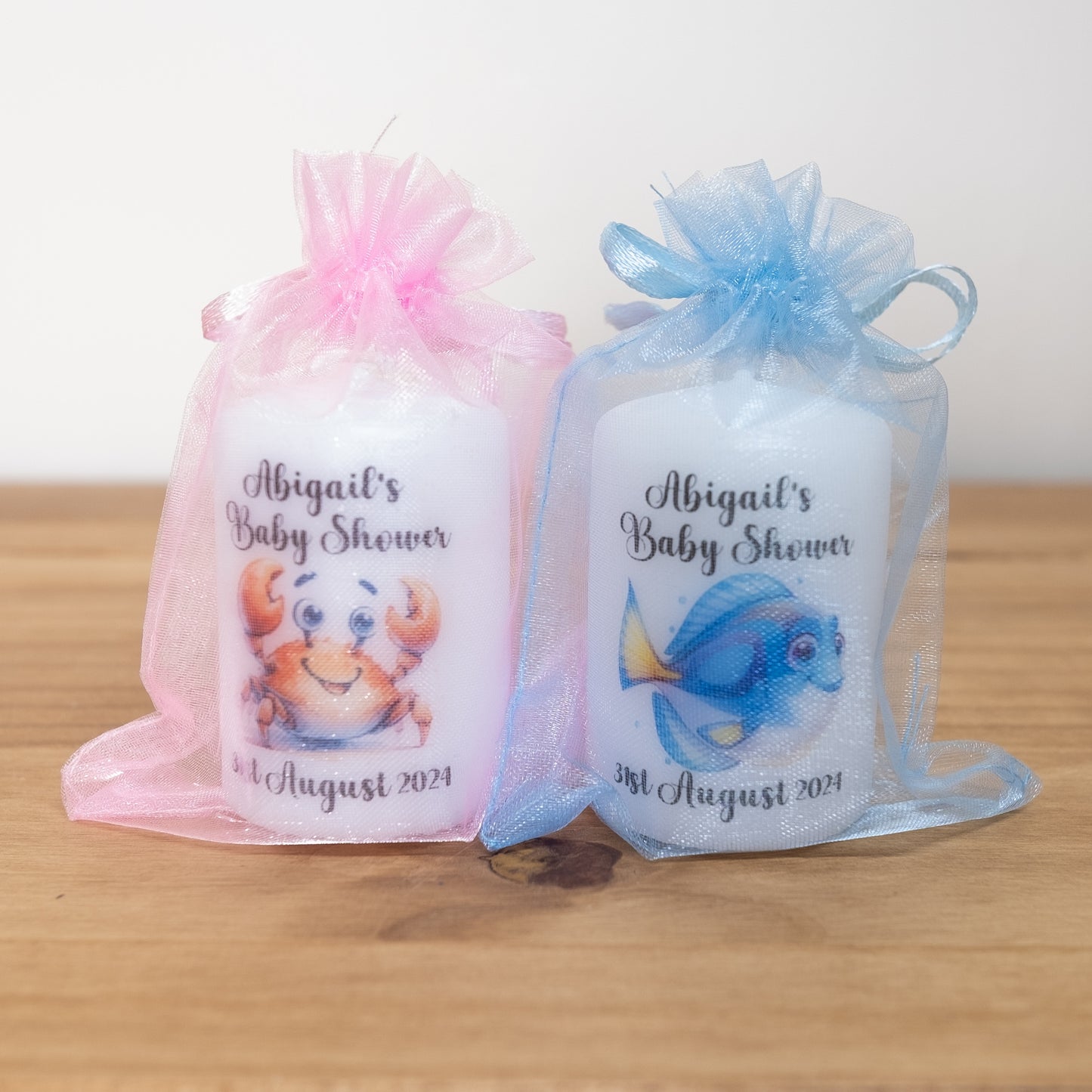 PERSONALISED 6CM "UNDER THE SEA" BABY SHOWER CANDLE FAVOURS PK10 M024