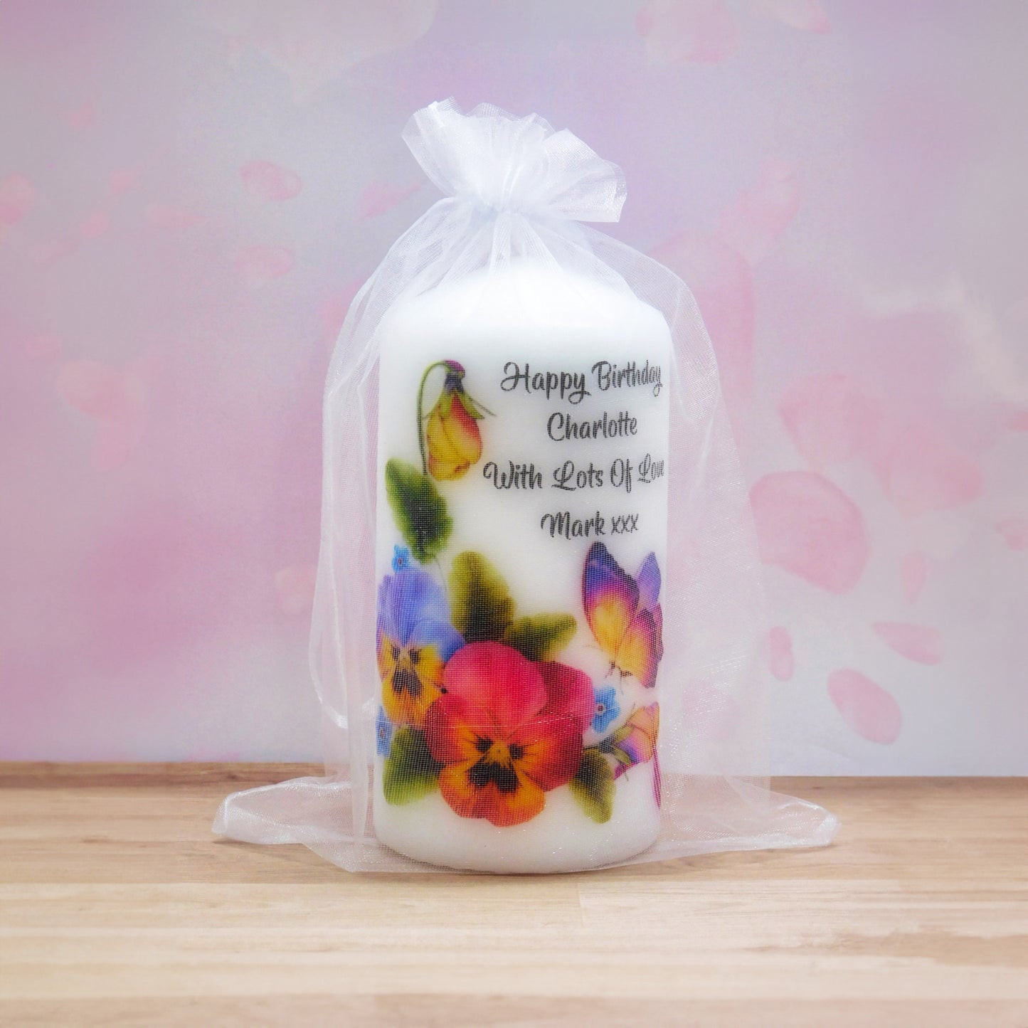 PERSONALISED BUTTERFLY CANDLE CHOICE OF 6 DESIGNS P015