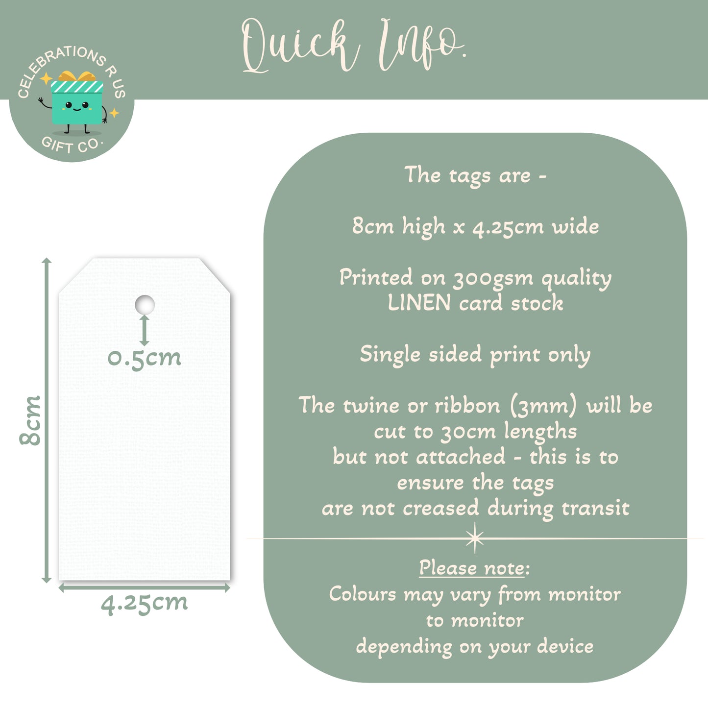 PERSONALISED EUCALYPTUS 25th ANNIVERSARY TAGS (PK10)