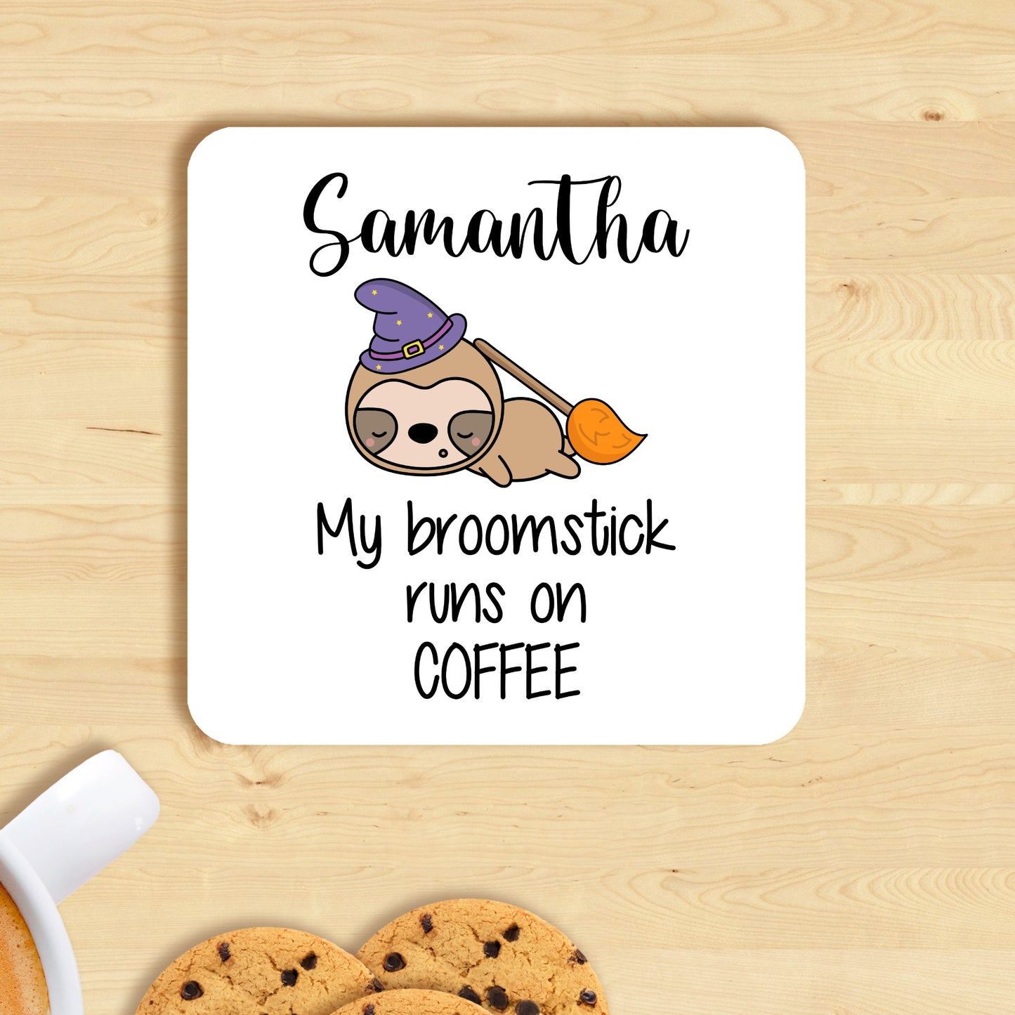PERSONALISED FUNNY SLOTH WITCH MUG AND COASTER - MG084