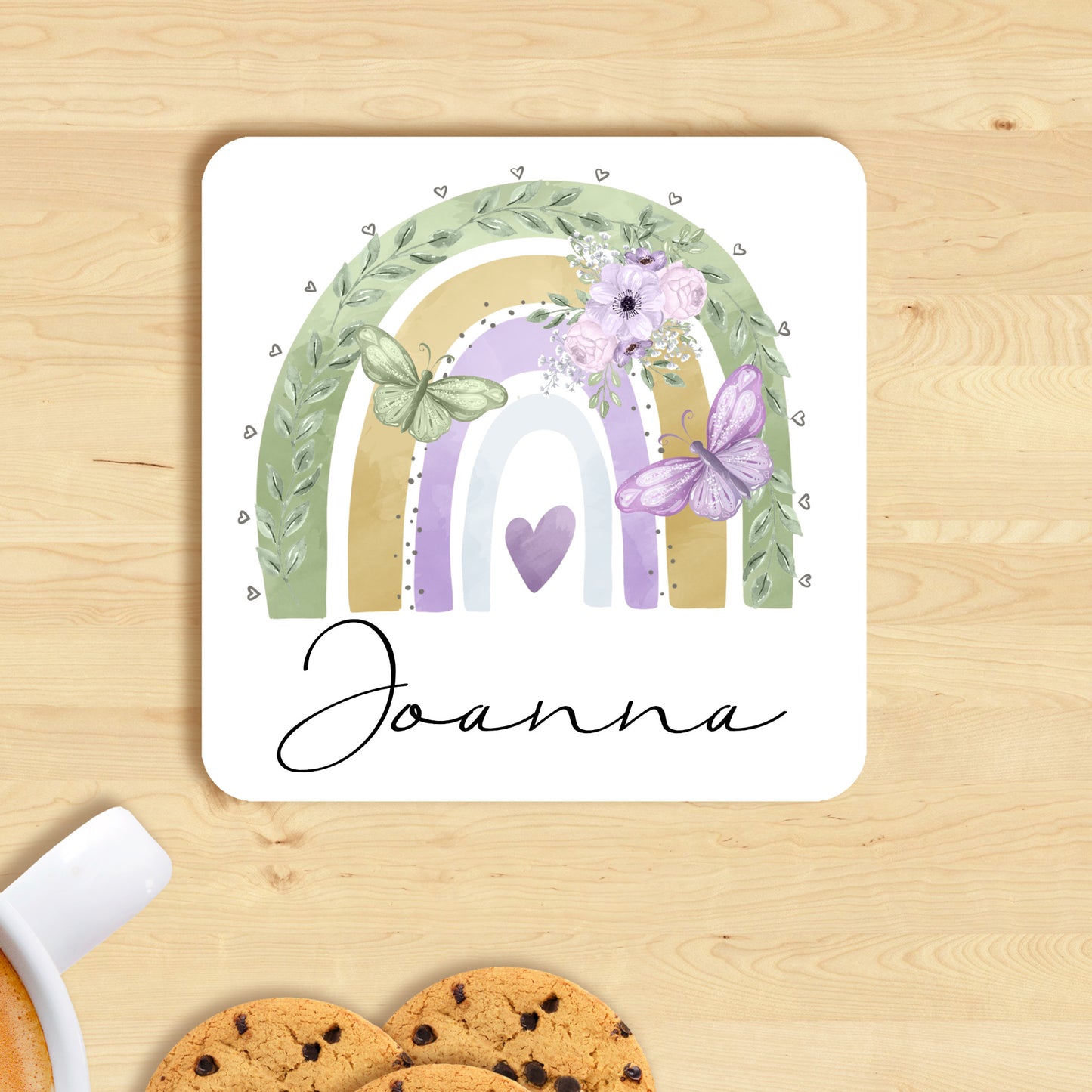 PERSONALISED RAINBOW MUG AND COASTER- MG071