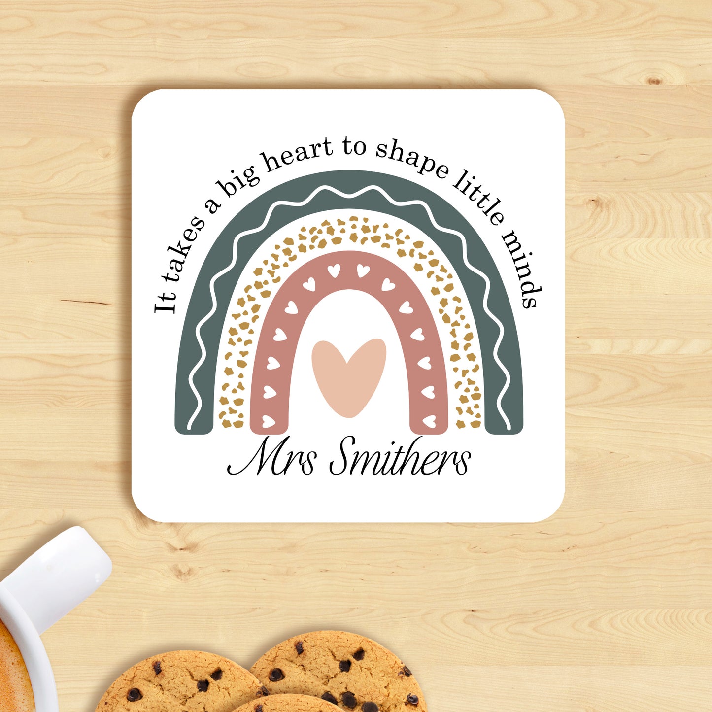 PERSONALISED TEACHER RAINBOW MUG & COASTER MG115
