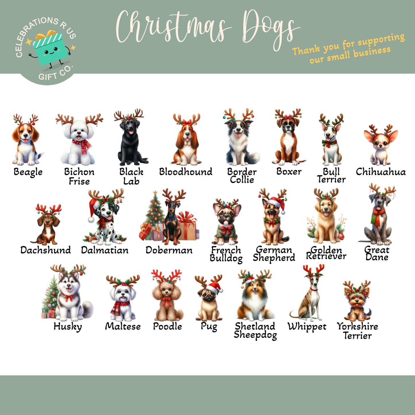 PERSONALISED PK10 DOG BREED WOOFMAS TAGS